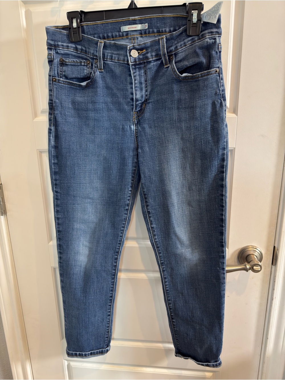 Levi's Mid-Blue Ankle Cropped Boyfriend Jeans